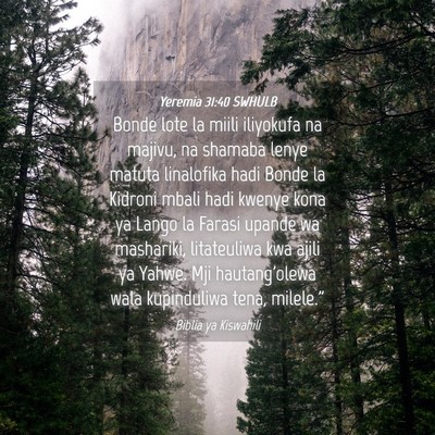 Picture 04 - Yeremia 31:40 SWHULB - Bonde lote la miili iliyokufa na majivu, na - Bible Verse Picture