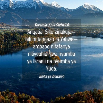 Picture 04 - Yeremia 33:14 SWHULB - Angalia! Siku zinakuja—hili ni tangazo la - Bible Verse Picture