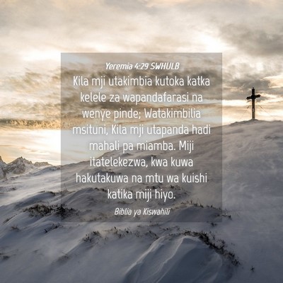 Picture 04 - Yeremia 4:29 SWHULB - Kila mji utakimbia kutoka katka kelele za - Bible Verse Picture