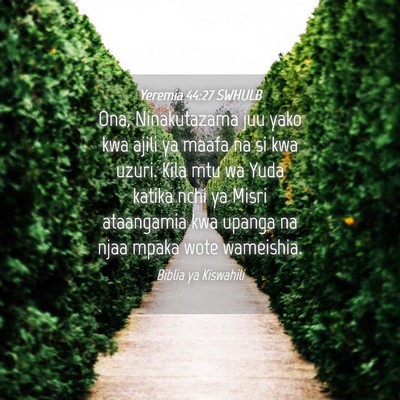 Picture 04 - Yeremia 44:27 SWHULB - Ona, Ninakutazama juu yako kwa ajili ya maafa na - Bible Verse Picture