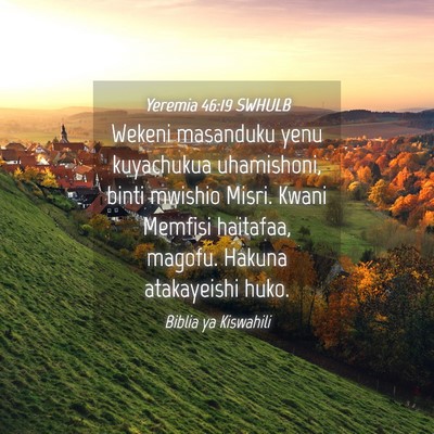 Picture 04 - Yeremia 46:19 SWHULB - Wekeni masanduku yenu kuyachukua uhamishoni, - Bible Verse Picture