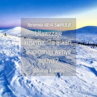 Picture 04 - Yeremia 48:14 SWHULB - Utawezaje kusema, 'Tu askari, wapiganaji wenye - Bible Verse Picture