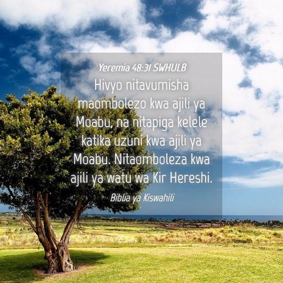Picture 04 - Yeremia 48:31 SWHULB - Hivyo nitavumisha maombolezo kwa ajili ya Moabu, - Bible Verse Picture