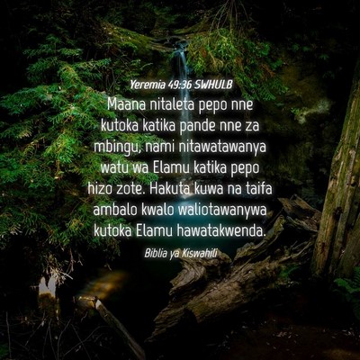 Picture 04 - Yeremia 49:36 SWHULB - Maana nitaleta pepo nne kutoka katika pande nne - Bible Verse Picture
