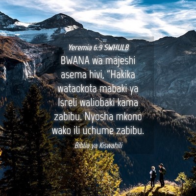 Picture 04 - Yeremia 6:9 SWHULB - BWANA wa majeshi asema hivi, “Hakika wataokota - Bible Verse Picture