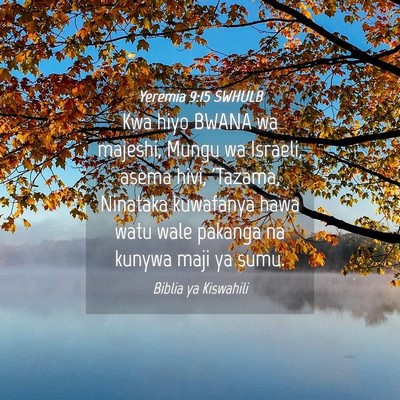 Picture 04 - Yeremia 9:15 SWHULB - Kwa hiyo BWANA wa majeshi, Mungu wa Israeli, - Bible Verse Picture