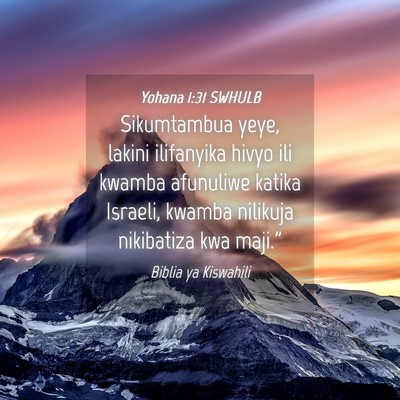 Picture 04 - Yohana 1:31 SWHULB - Sikumtambua yeye, lakini ilifanyika hivyo ili - Bible Verse Picture