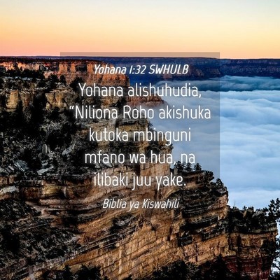 Picture 04 - Yohana 1:32 SWHULB - Yohana alishuhudia, “Niliona Roho akishuka - Bible Verse Picture