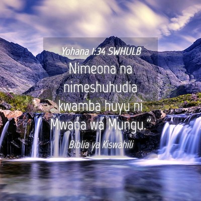 Picture 04 - Yohana 1:34 SWHULB - Nimeona na nimeshuhudia kwamba huyu ni Mwana wa - Bible Verse Picture