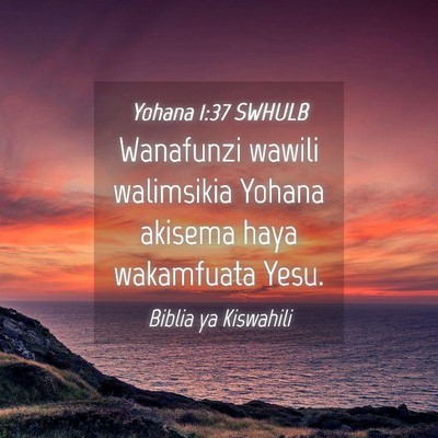Picture 04 - Yohana 1:37 SWHULB - Wanafunzi wawili walimsikia Yohana akisema haya - Bible Verse Picture