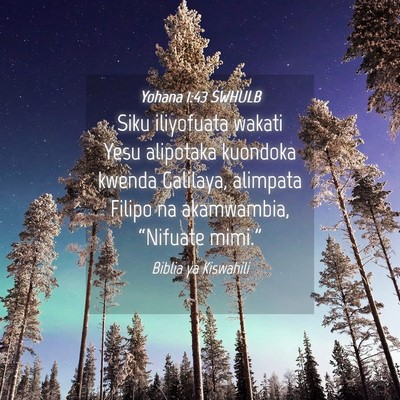 Picture 04 - Yohana 1:43 SWHULB - Siku iliyofuata wakati Yesu alipotaka kuondoka - Bible Verse Picture