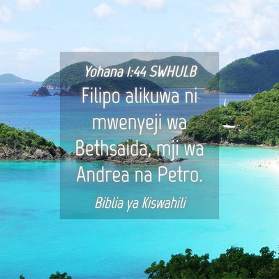 Picture 04 - Yohana 1:44 SWHULB - Filipo alikuwa ni mwenyeji wa Bethsaida, mji wa - Bible Verse Picture