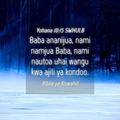 Picture 04 - Yohana 10:15 SWHULB - Baba ananijua, nami namjua Baba, nami nautoa uhai - Bible Verse Picture
