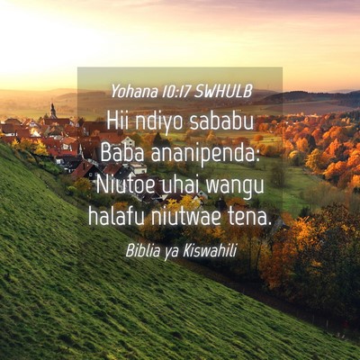 Picture 04 - Yohana 10:17 SWHULB - Hii ndiyo sababu Baba ananipenda: Niutoe uhai - Bible Verse Picture