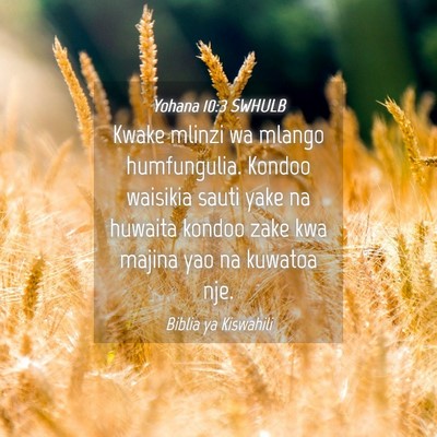 Picture 04 - Yohana 10:3 SWHULB - Kwake mlinzi wa mlango humfungulia. Kondoo - Bible Verse Picture