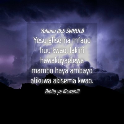 Picture 04 - Yohana 10:6 SWHULB - Yesu alisema mfano huu kwao, lakini hawakuyaelewa - Bible Verse Picture