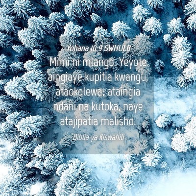 Picture 04 - Yohana 10:9 SWHULB - Mimi ni mlango. Yeyote aingiaye kupitia kwangu, - Bible Verse Picture