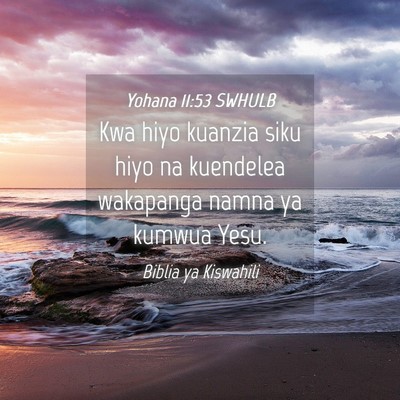 Picture 04 - Yohana 11:53 SWHULB - Kwa hiyo kuanzia siku hiyo na kuendelea wakapanga - Bible Verse Picture