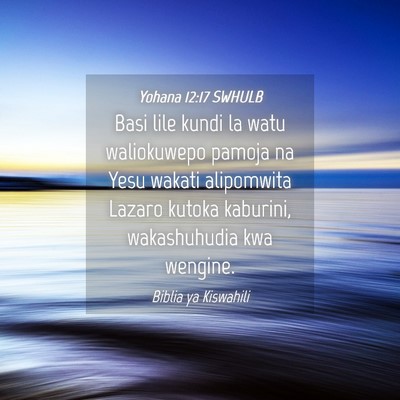 Picture 04 - Yohana 12:17 SWHULB - Basi lile kundi la watu waliokuwepo pamoja na - Bible Verse Picture