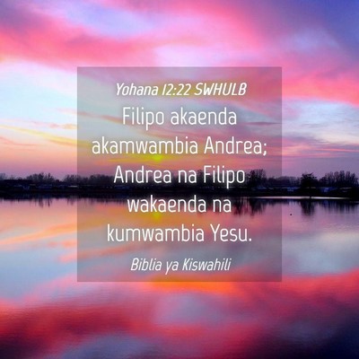 Picture 04 - Yohana 12:22 SWHULB - Filipo akaenda akamwambia Andrea; Andrea na - Bible Verse Picture