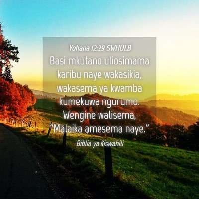 Picture 04 - Yohana 12:29 SWHULB - Basi mkutano uliosimama karibu naye wakasikia, - Bible Verse Picture