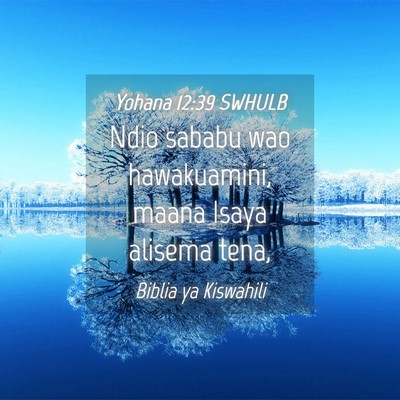 Picture 04 - Yohana 12:39 SWHULB - Ndio sababu wao hawakuamini, maana Isaya alisema - Bible Verse Picture