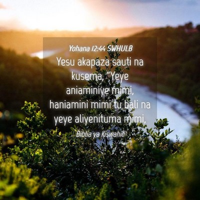 Picture 04 - Yohana 12:44 SWHULB - Yesu akapaza sauti na kusema, “Yeye aniaminiye - Bible Verse Picture