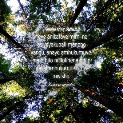 Picture 04 - Yohana 12:48 SWHULB - Yeye anikataye mimi na asiyeyakubali maneno - Bible Verse Picture
