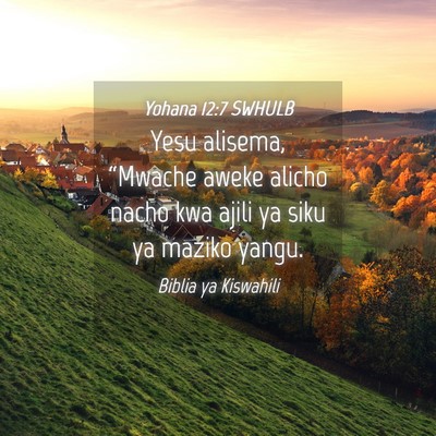 Picture 04 - Yohana 12:7 SWHULB - Yesu alisema, “Mwache aweke alicho nacho kwa - Bible Verse Picture