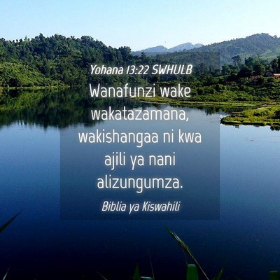 Picture 04 - Yohana 13:22 SWHULB - Wanafunzi wake wakatazamana, wakishangaa ni kwa - Bible Verse Picture