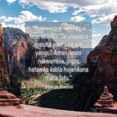 Picture 04 - Yohana 13:38 SWHULB - Yesu akajibu, “Je utayatoa maisha yako kwa - Bible Verse Picture