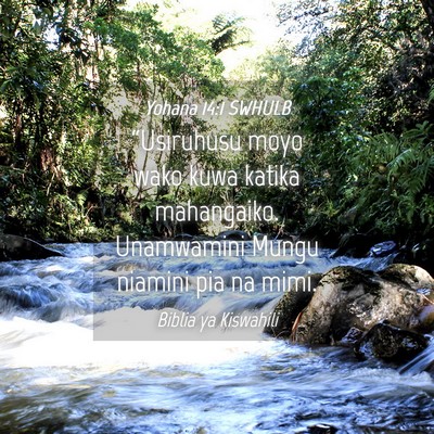 Picture 04 - Yohana 14:1 SWHULB - “Usiruhusu moyo wako kuwa katika mahangaiko. - Bible Verse Picture