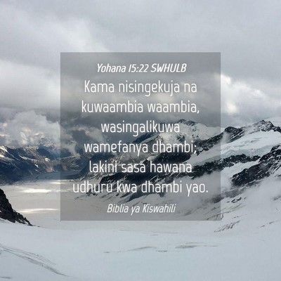 Picture 04 - Yohana 15:22 SWHULB - Kama nisingekuja na kuwaambia waambia, - Bible Verse Picture