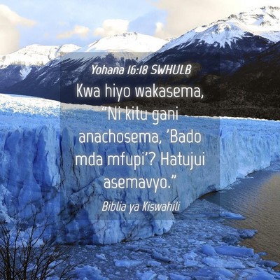 Picture 04 - Yohana 16:18 SWHULB - Kwa hiyo wakasema, “Ni kitu gani anachosema, - Bible Verse Picture
