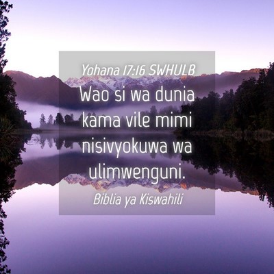 Picture 04 - Yohana 17:16 SWHULB - Wao si wa dunia kama vile mimi nisivyokuwa wa - Bible Verse Picture