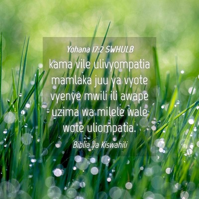 Picture 04 - Yohana 17:2 SWHULB - kama vile ulivyompatia mamlaka juu ya vyote - Bible Verse Picture