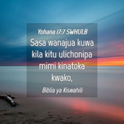 Picture 04 - Yohana 17:7 SWHULB - Sasa wanajua kuwa kila kitu ulichonipa mimi - Bible Verse Picture