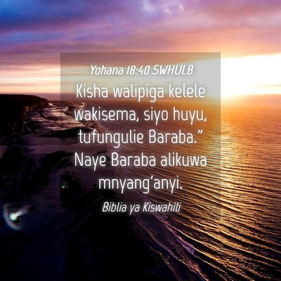 Picture 04 - Yohana 18:40 SWHULB - Kisha walipiga kelele wakisema, siyo huyu, - Bible Verse Picture