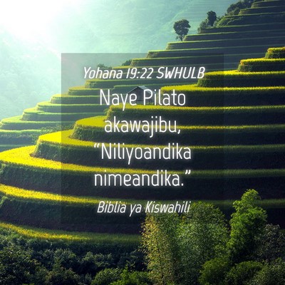 Picture 04 - Yohana 19:22 SWHULB - Naye Pilato akawajibu, “Niliyoandika - Bible Verse Picture