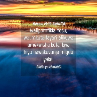 Picture 04 - Yohana 19:33 SWHULB - Walipomfikia Yesu, walimkuta tayari alikuwa - Bible Verse Picture