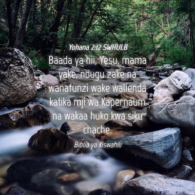 Picture 04 - Yohana 2:12 SWHULB - Baada ya hii, Yesu, mama yake, ndugu zake na - Bible Verse Picture