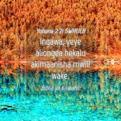 Picture 04 - Yohana 2:21 SWHULB - Ingawa, yeye aliongea hekalu akimaanisha mwili - Bible Verse Picture