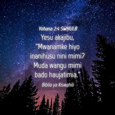 Picture 04 - Yohana 2:4 SWHULB - Yesu akajibu, “Mwanamke hiyo inanihusu nini - Bible Verse Picture
