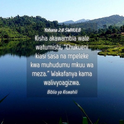 Picture 04 - Yohana 2:8 SWHULB - Kisha akawambia wale watumishi, “Chukueni kiasi - Bible Verse Picture