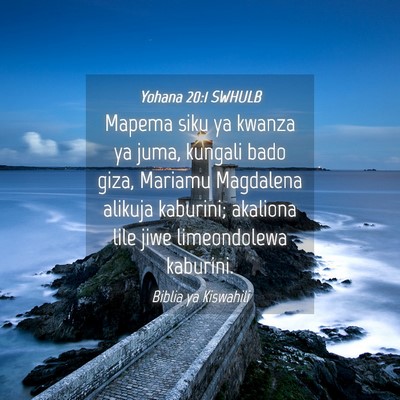 Picture 04 - Yohana 20:1 SWHULB - Mapema siku ya kwanza ya juma, kungali bado giza, - Bible Verse Picture