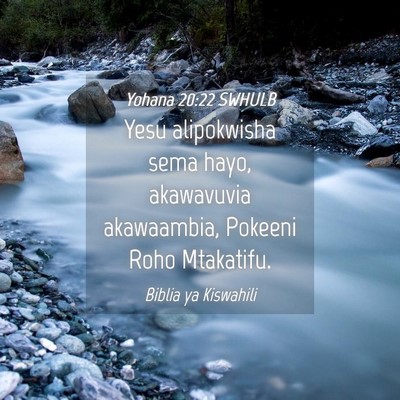 Picture 04 - Yohana 20:22 SWHULB - Yesu alipokwisha sema hayo, akawavuvia - Bible Verse Picture