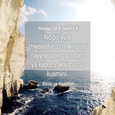 Picture 04 - Yohana 20:8 SWHULB - Ndipo yule mwanafunzi mwingine naye alipoingia - Bible Verse Picture
