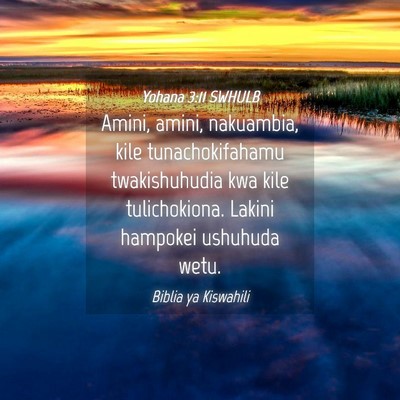 Picture 04 - Yohana 3:11 SWHULB - Amini, amini, nakuambia, kile tunachokifahamu - Bible Verse Picture