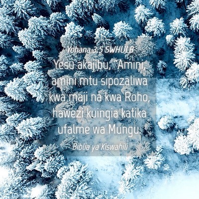 Picture 04 - Yohana 3:5 SWHULB - Yesu akajibu, “Amini, amini mtu sipozaliwa kwa - Bible Verse Picture
