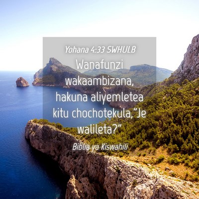 Picture 04 - Yohana 4:33 SWHULB - Wanafunzi wakaambizana, hakuna aliyemletea kitu - Bible Verse Picture